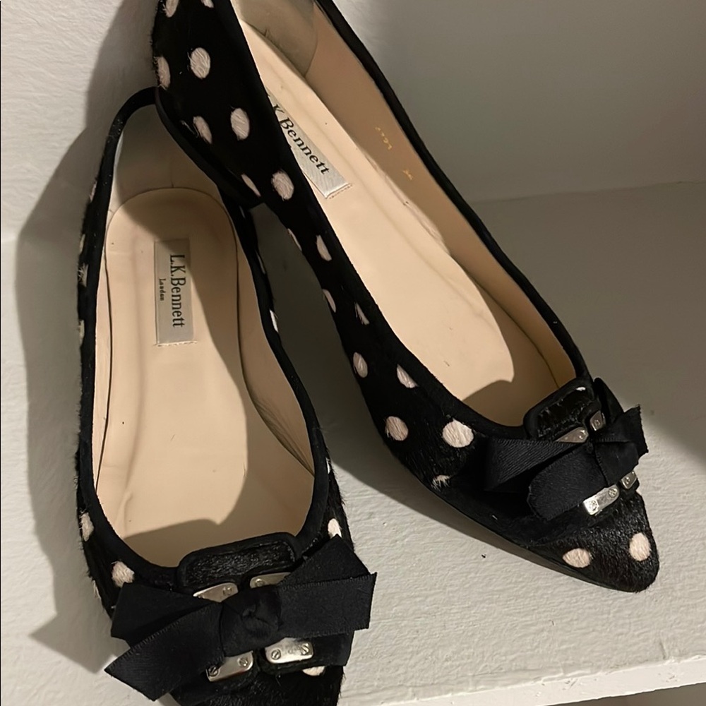 LK Bennett Black and White Flats with Polka Dots